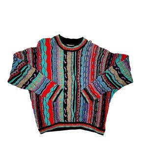 Vtg 90s Coogi Australia Mens Sz S Multi Color Sweater Mercerised‎ Cotton Y2K